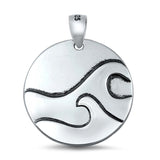 Sterling Silver Waves Plain Pendant