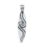 Sterling Silver Surfboard Wave Plain Pendant