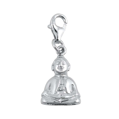 Sterling Silver With Stone SItting Buddha Plain Pendant