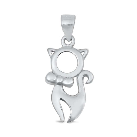 Sterling Silver Cat Plain Pendant