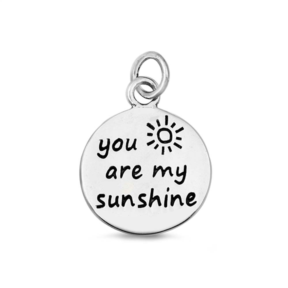 Sterling Silver You Are My Sunshine Plain Pendant