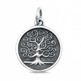 Sterling Silver Oxidized Finish Tree Of Life Shaped Plain Pendant