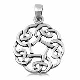 Sterling Silver Oxidized Finish Celtic Shaped Plain Pendant