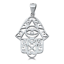 Load image into Gallery viewer, Sterling Silver Oxidized Finish Hamsa Shaped Plain Pendant