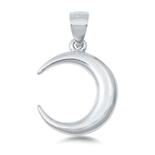 Load image into Gallery viewer, Sterling Silver Rhodium Plated Crescent Moon Plain Pendant