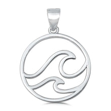 Load image into Gallery viewer, Sterling Silver Rhodium Plated Waves Plain Pendant