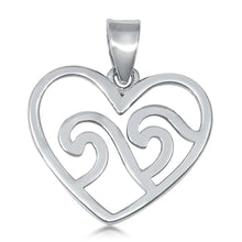 Load image into Gallery viewer, Sterling Silver Rhodium Plated Waves in Heart Plain Pendant