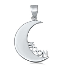 Load image into Gallery viewer, Sterling Silver Rhodium Plated Moon Plain Pendant