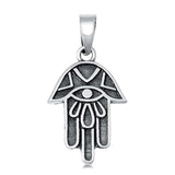 Sterling Silver Oxidized Hamsa Plain Pendant