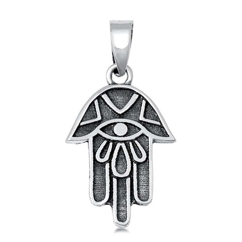 Sterling Silver Oxidized Hamsa Plain Pendant