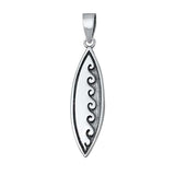 Sterling Silver Oxidized Surfboard Plain Pendant