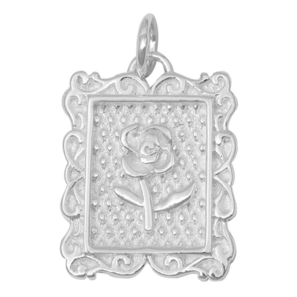 Sterling Silver Rose Plain Pendant