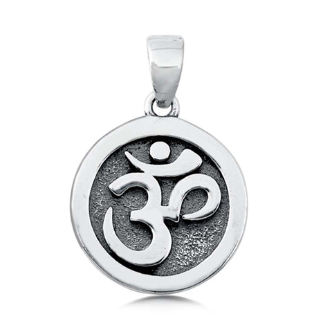 Sterling Silver Oxidized Om Plain Pendant