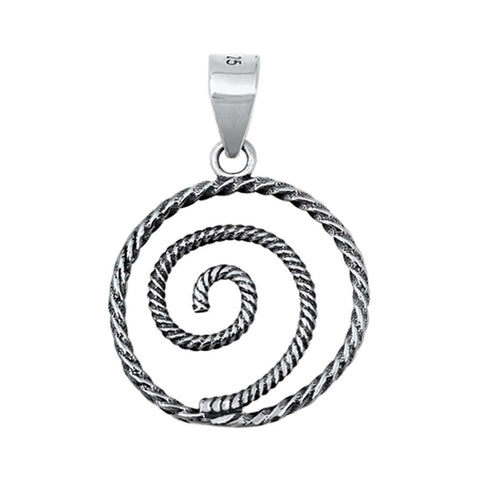 Sterling Silver Spiral Plain Pendant