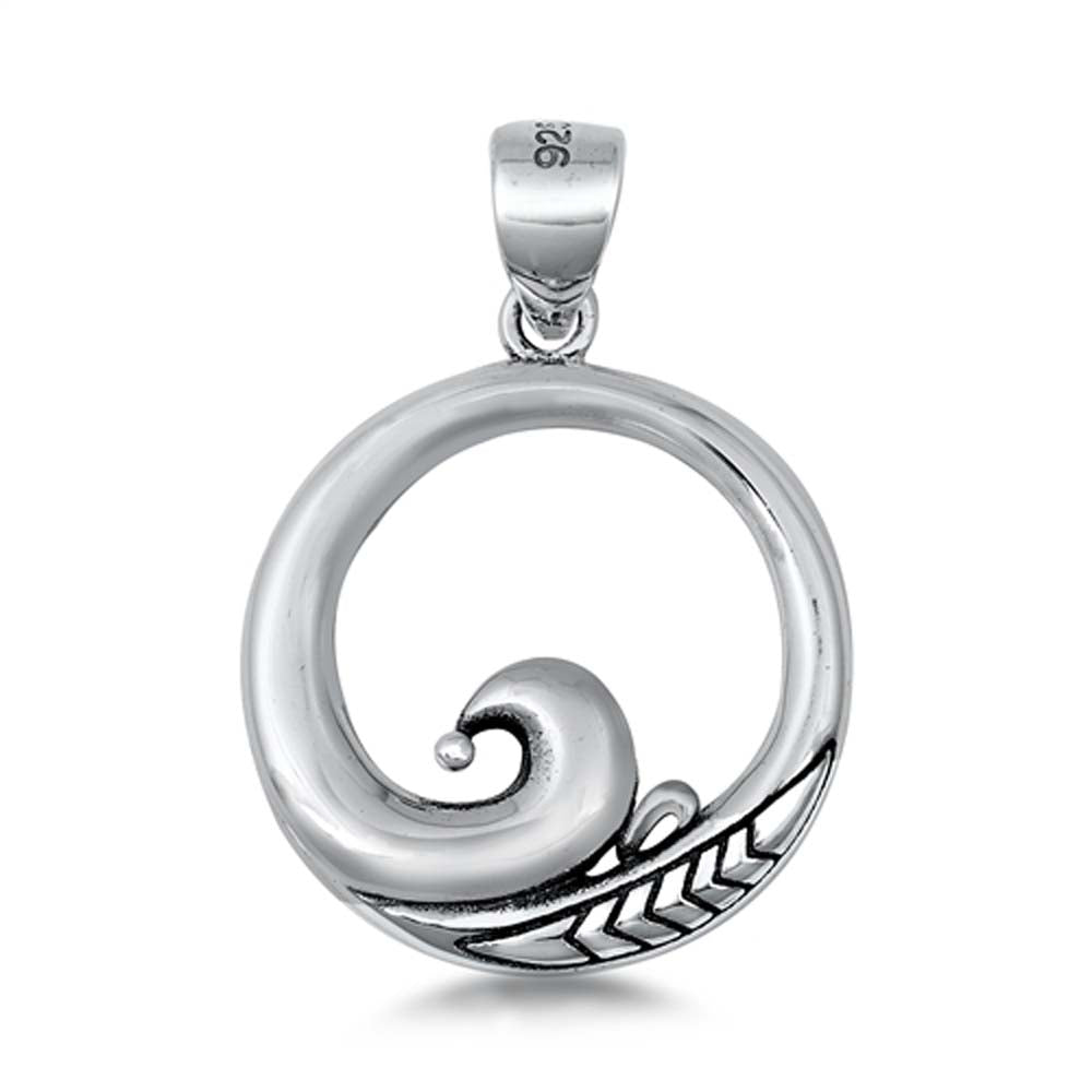 Sterling Silver Wave Plain Pendant