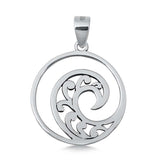 Sterling Silver 20mm Wave Plain Pendant