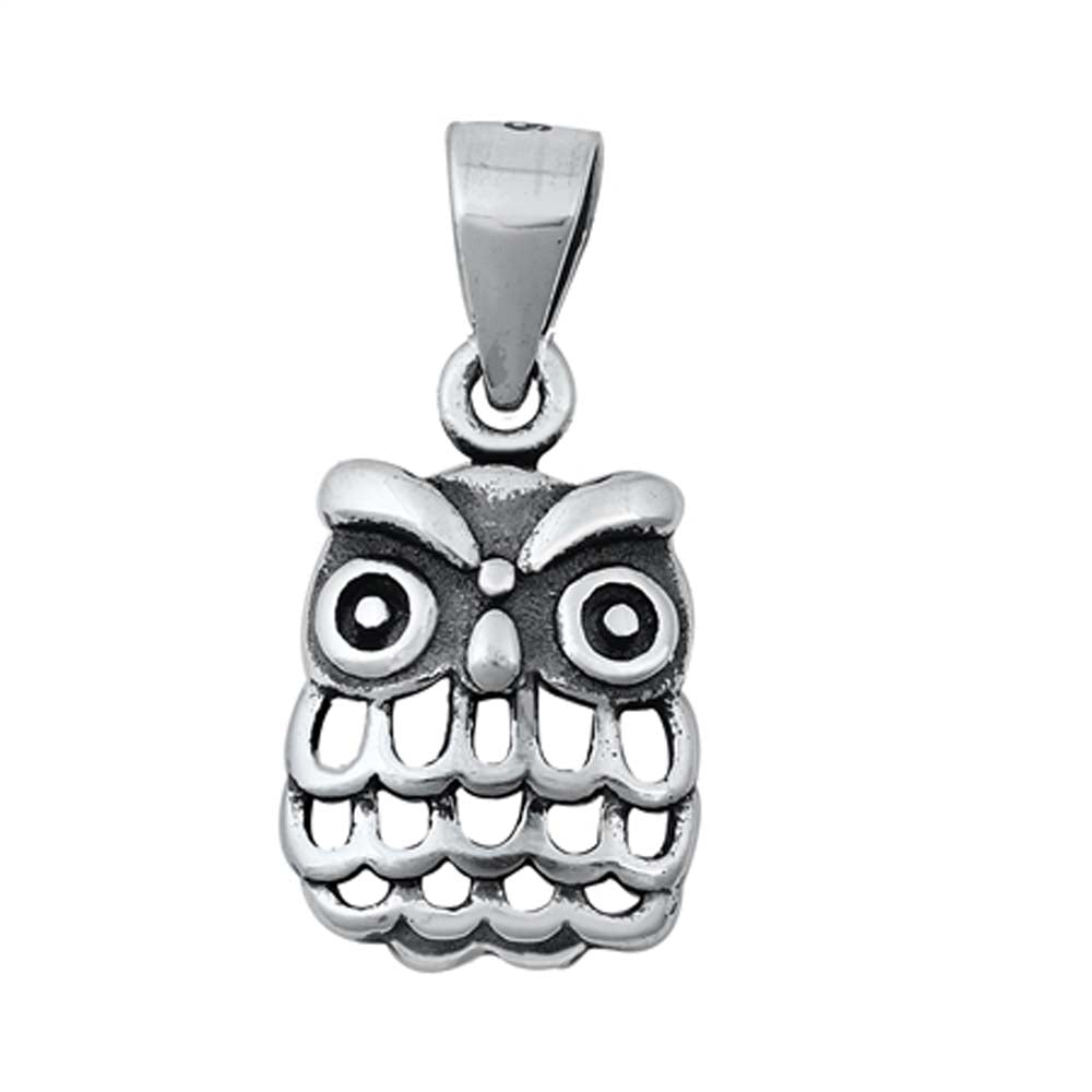 Sterling Silver Owl Plain Pendant