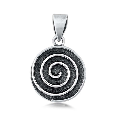 Sterling Silver Spiral Plain Pendant