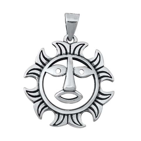 Sterling Silver Sun Plain Pendant