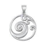 Sterling Silver Waves Plain Pendant