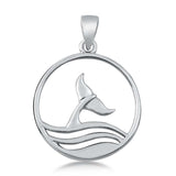 Sterling Silver Whale Tail Plain Pendant