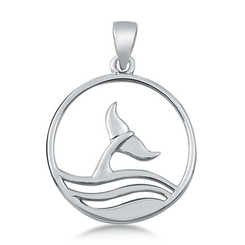 Sterling Silver Whale Tail Plain Pendant