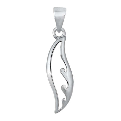 Sterling Silver Waves Plain Pendant