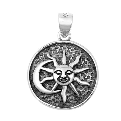 Sterling Silver Sun & Moon Plain Pendant