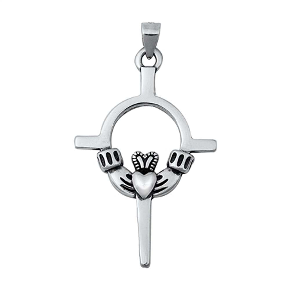 Sterling Silver Claddagh Cross Pendant