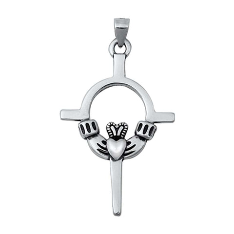 Sterling Silver Claddagh Cross Pendant