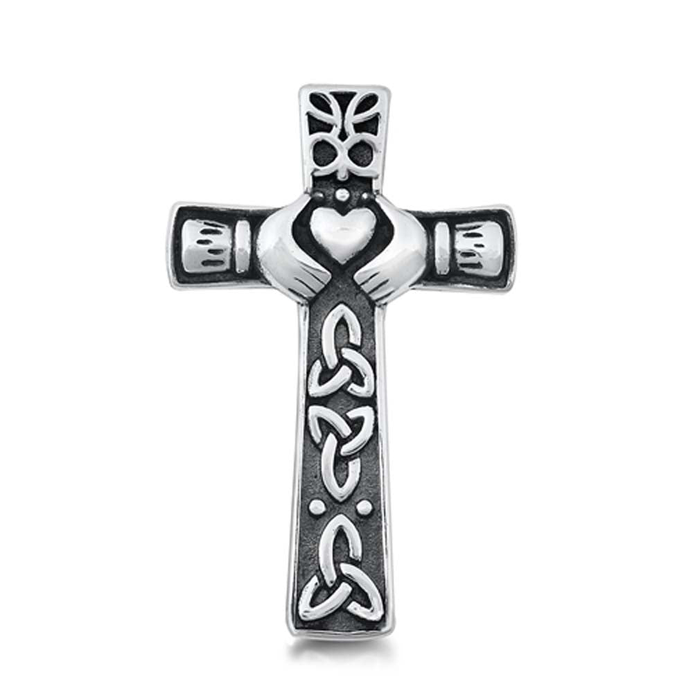 Sterling Silver Claddagh Cross Pendant