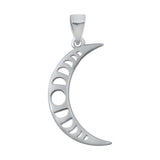 Sterling Silver Crescent Moon Plain Pendant, Pendant Height 22mm