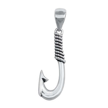 Load image into Gallery viewer, Sterling Silver Oxidized Fish Hook Plain Pendant