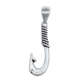 Sterling Silver Oxidized Fish Hook Plain Pendant