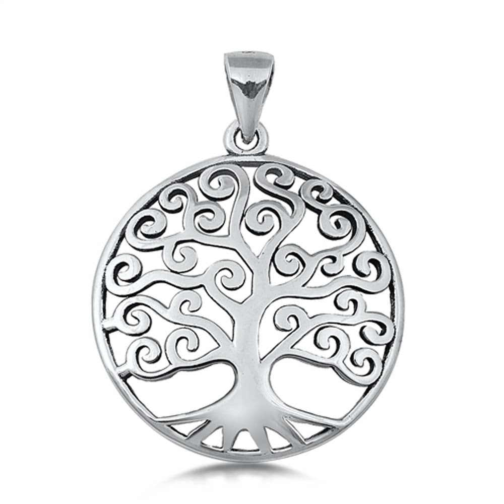 Sterling Silver Oxidized Tree of Life Plain Pendant