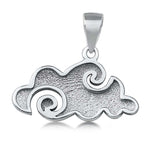 Sterling Silver Rhodium Plated Cloud Plain Pendant