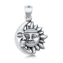 Load image into Gallery viewer, Sterling Silver Moon and Sun Plain Pendant