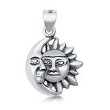 Sterling Silver Moon and Sun Plain Pendant