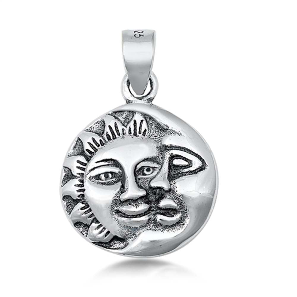 Sterling Silver Moon and Sun Plain Pendant