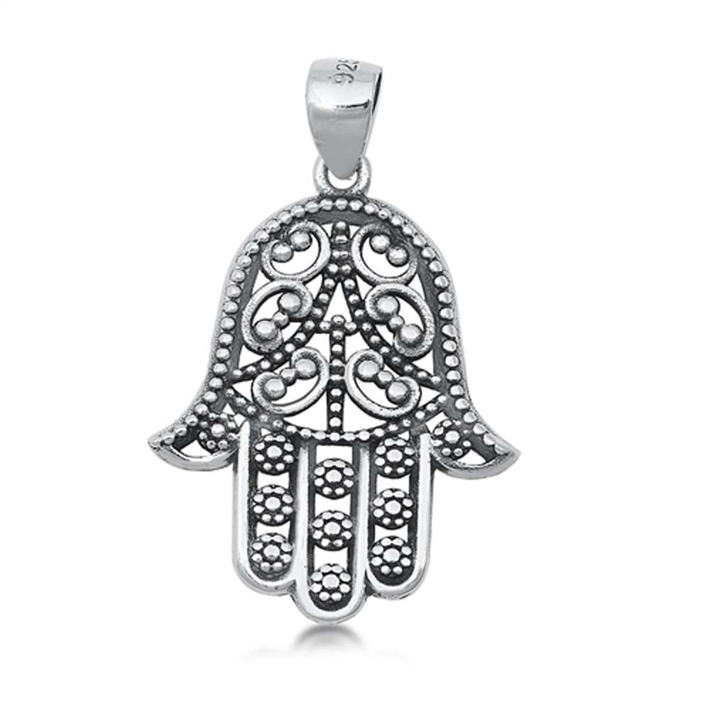 Sterling Silver Filigree Hamsa  Plain Pendant