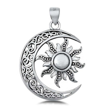 Load image into Gallery viewer, Sterling Silver Moon and Sun Plain Pendant