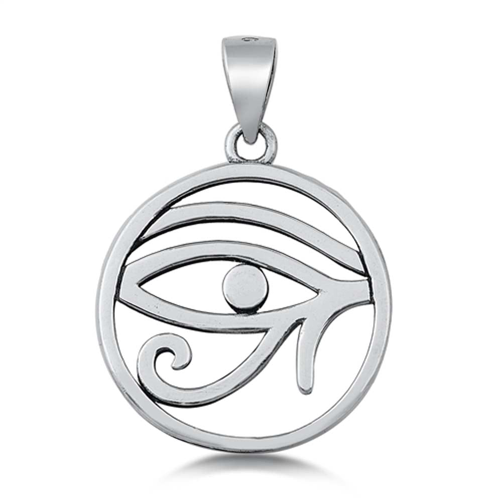 Sterling Silver Oxidized Eye of Horus Plain Pendant