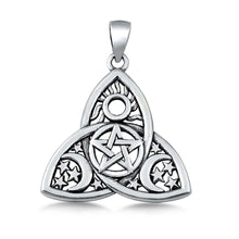 Load image into Gallery viewer, Sterling Silver Oxidized Triquetra Pentagram Plain Pendant