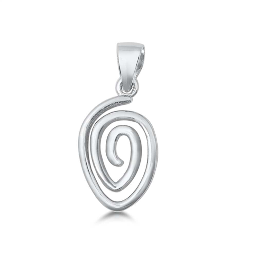 Sterling Silver Spiral Plain Pendant