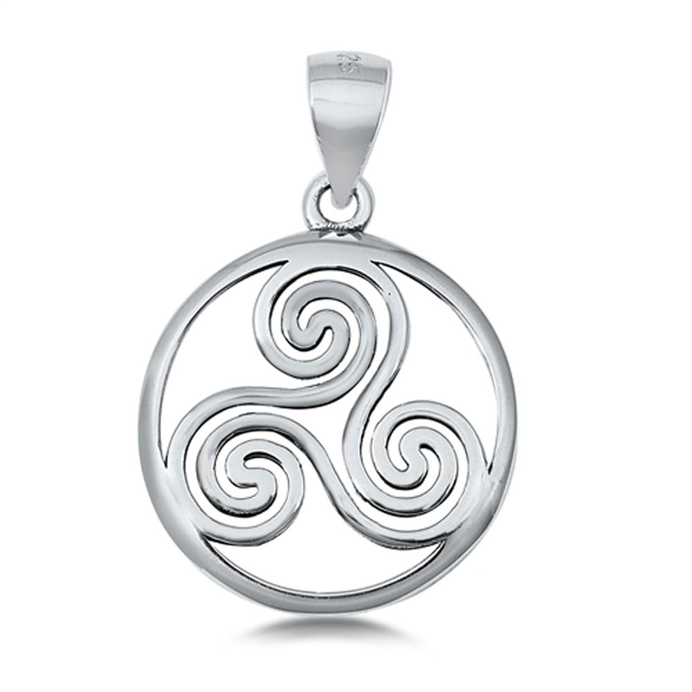 Sterling Silver Triskelion Plain Pendant