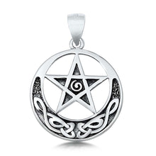 Load image into Gallery viewer, Sterling Silver Celtic Moon and Star  Plain Pendant