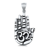 Sterling Silver Om Hamsa Plain Pendant