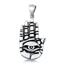 Load image into Gallery viewer, Sterling Silver Evil Eye Hamsa Plain Pendant