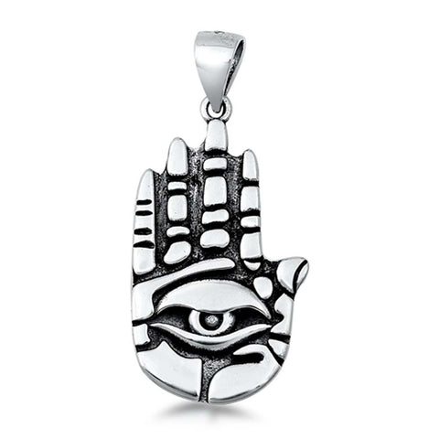 Sterling Silver Evil Eye Hamsa Plain Pendant