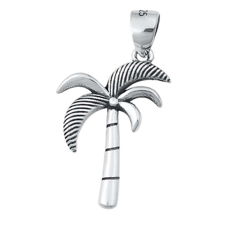 Sterling Silver Palm Tree Plain Pendant